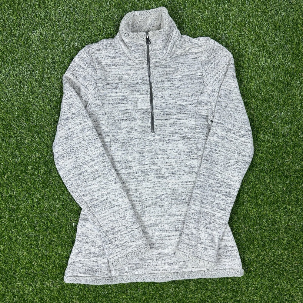 KUHL Alska Women Quarter-Zip Fleece Pullover Gray Cream Size xs Outdoors